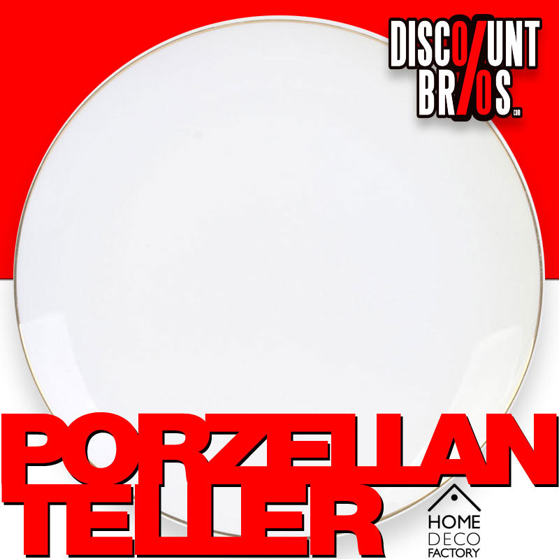 Kleiner weisser TELLER mit Goldrand – Frühstücks- oder Dessertteller aus Porzellan von HOME DECO FACTORY Ø20cm