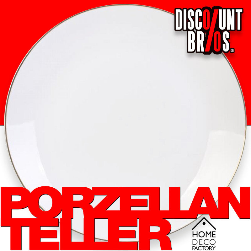Weisser TELLER mit Goldrand – Speiseteller / Menueteller aus Porzellan von HOME DECO FACTORY Ø27cm