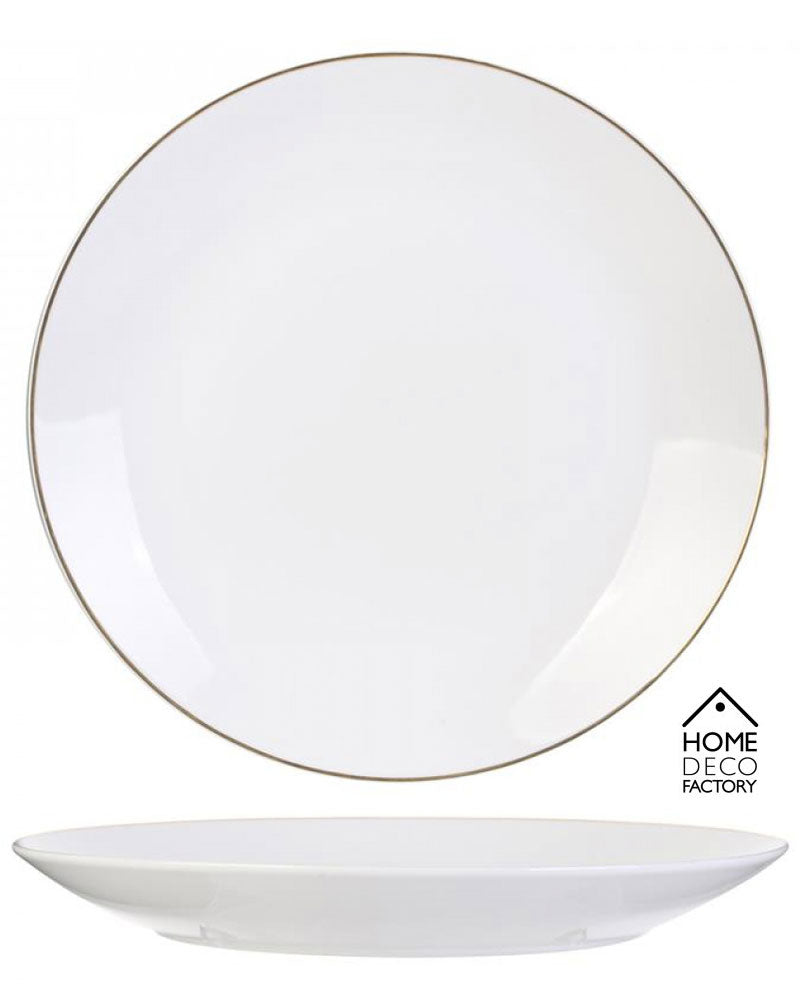 Weisser TELLER mit Goldrand – Speiseteller / Menueteller aus Porzellan von HOME DECO FACTORY Ø27cm