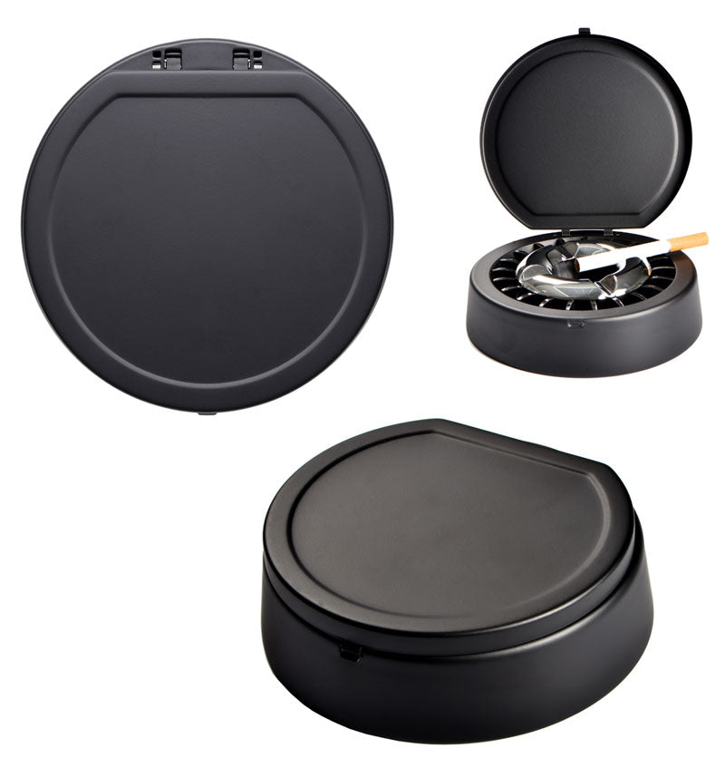 Aschenbecher mit Deckel KLAPP-ASCHENBECHER Ascher SCHWARZ Ø14cm
