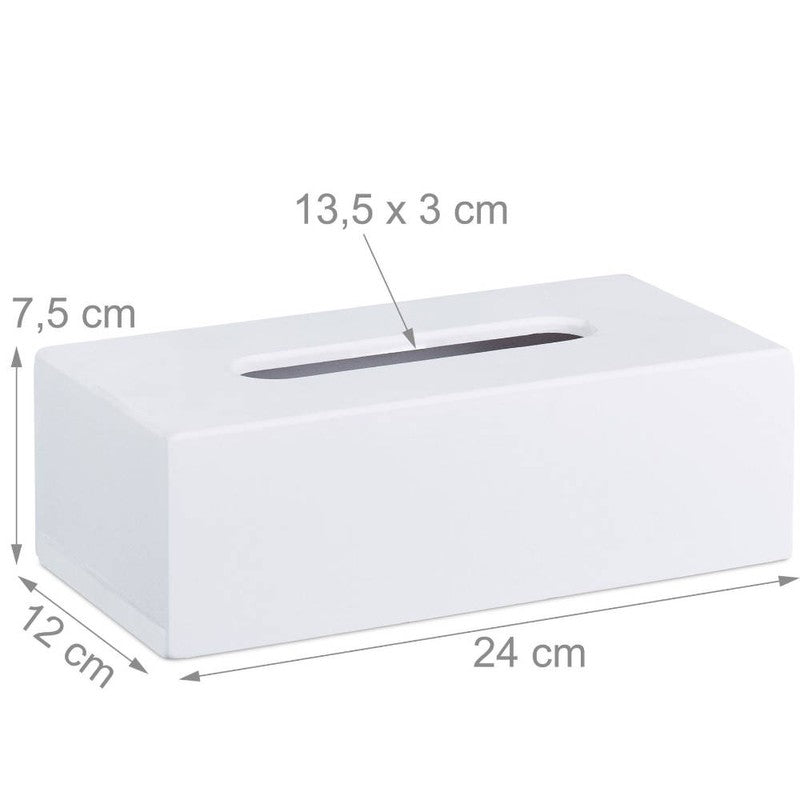 Bambus KOSMETIKTÜCHERBOX ovale Öffnung WEISS 24 cm