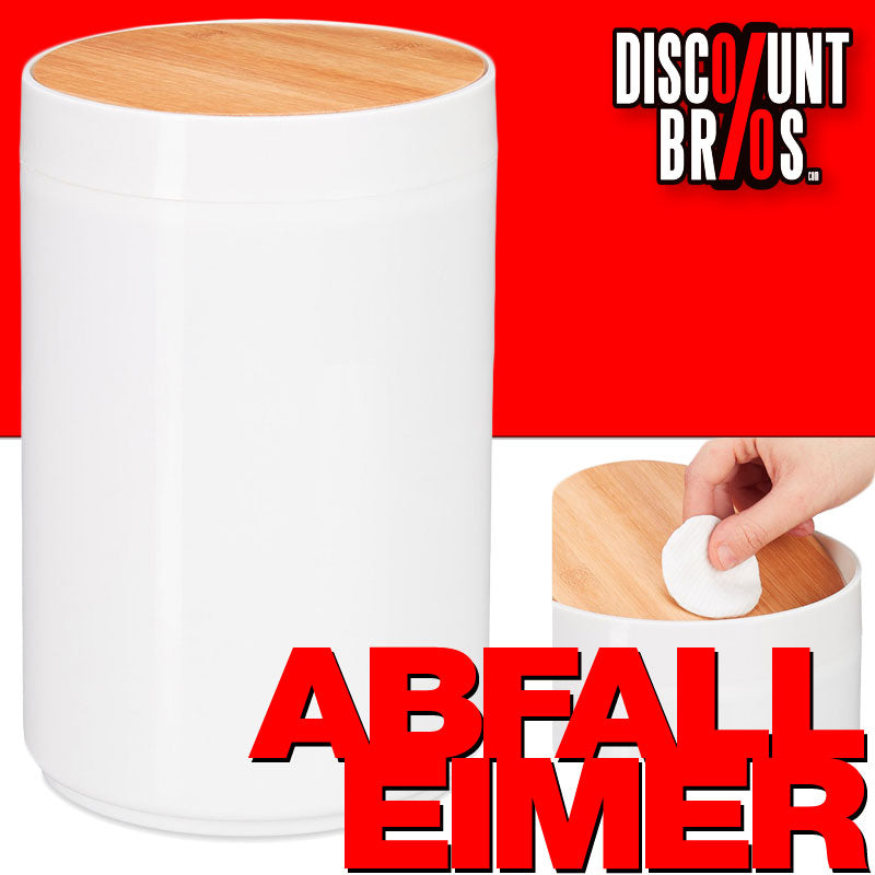 Kosmetikeimer MÜLLEIMER Kücheneimer Abfalleimer mit Bambus-Schwingdeckel 5,5 Liter WEISS