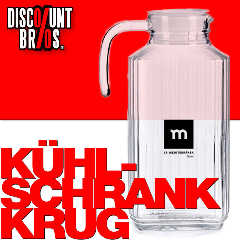 1,8 Liter KÜHLSCHRANK KRUG mit DECKEL Glaskaraffe Glas von La Mediterránea
