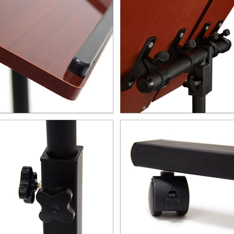 Mobiler Beistelltisch LAPTOPTISCH II Stehtisch Stehpult Notebooktisch MAHAGONI