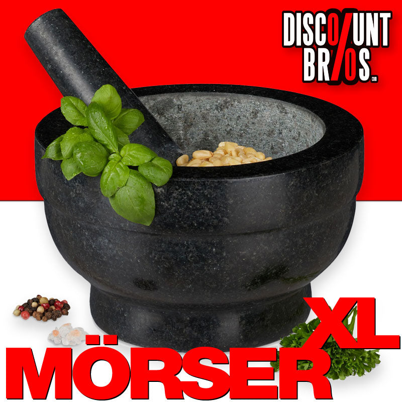 XL MÖRSER mit Stössel aus schwarzem Granit Stein Ø20cm