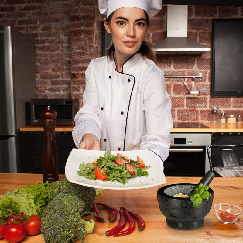 XL MÖRSER mit Stössel aus schwarzem Granit Stein Ø20cm