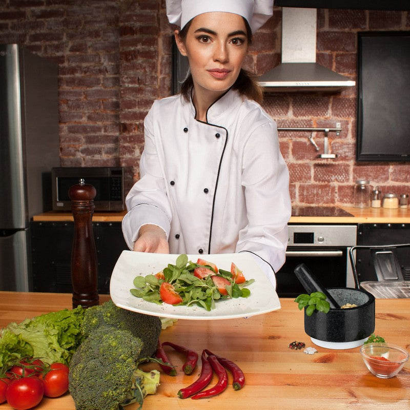 Rutschfester MÖRSER mit Stössel aus Granit Stein SCHWARZ Ø14cm L