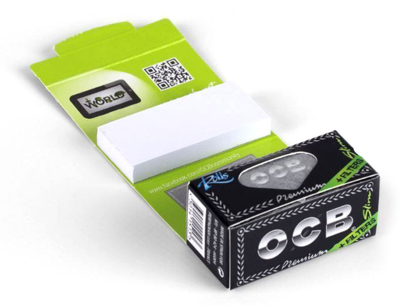 10 × OCB PREMIUM Slim Rollen + Filter Black Papers Rolle 4m Zigarettenpapier 4m×44mm + 40 Filter Tips