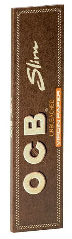 Superdünne, ungebleichte OCB VIRGIN Slim Unbleached Papers Zigarettenpapier 32 Blatt 109×44mm
