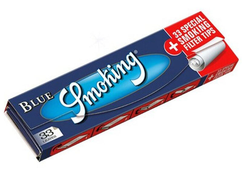 10 × SMOKING BLUE King Size Papers Blau 33 Blatt Zigarettenpapier + Filter Tips 108×52mm