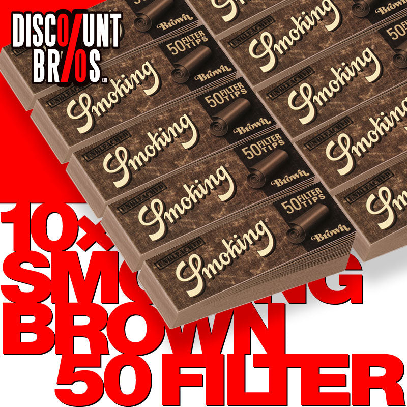 10 × SMOKING BROWN Slim Filter Tips 50 Blatt 20x60mm