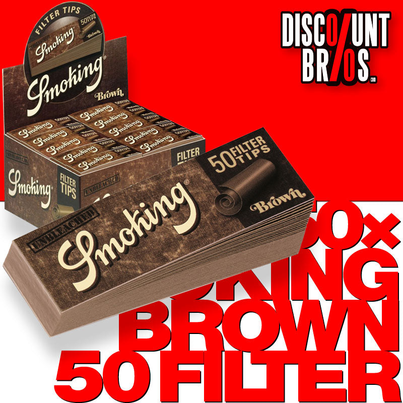 50 × SMOKING BROWN Slim Filter Tips 50 Blatt 20x60mm