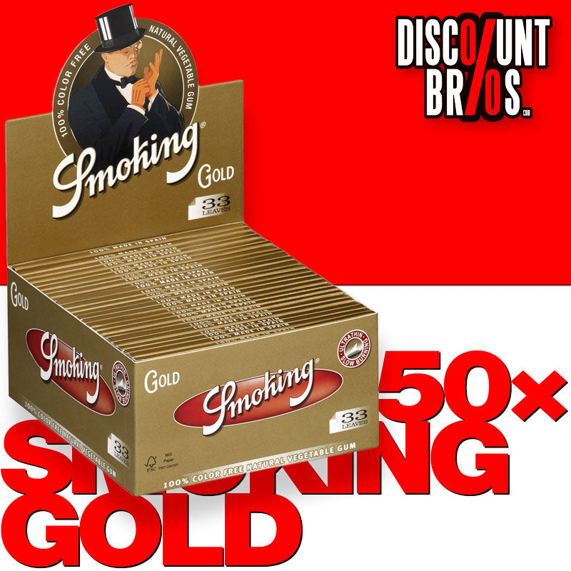 50 × SMOKING GOLD King Size SLIM Papers 33 Blatt Zigarettenpapier 108×44mm