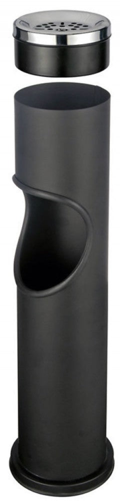 STAND-ASCHENBECHER für Müll- und Zigarettenabfälle (schwarz matt) 46cm