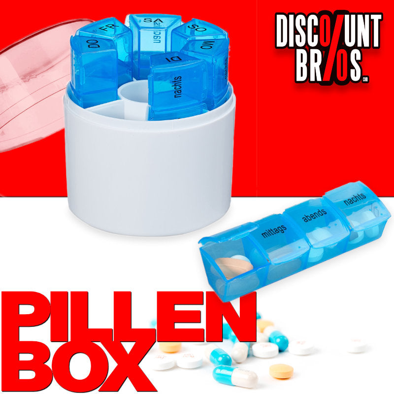 Tablettenbox PILLENBOX Pillendose 7 Tage 4 Fächer – Pillenorganizer für eine Woche DEUTSCH