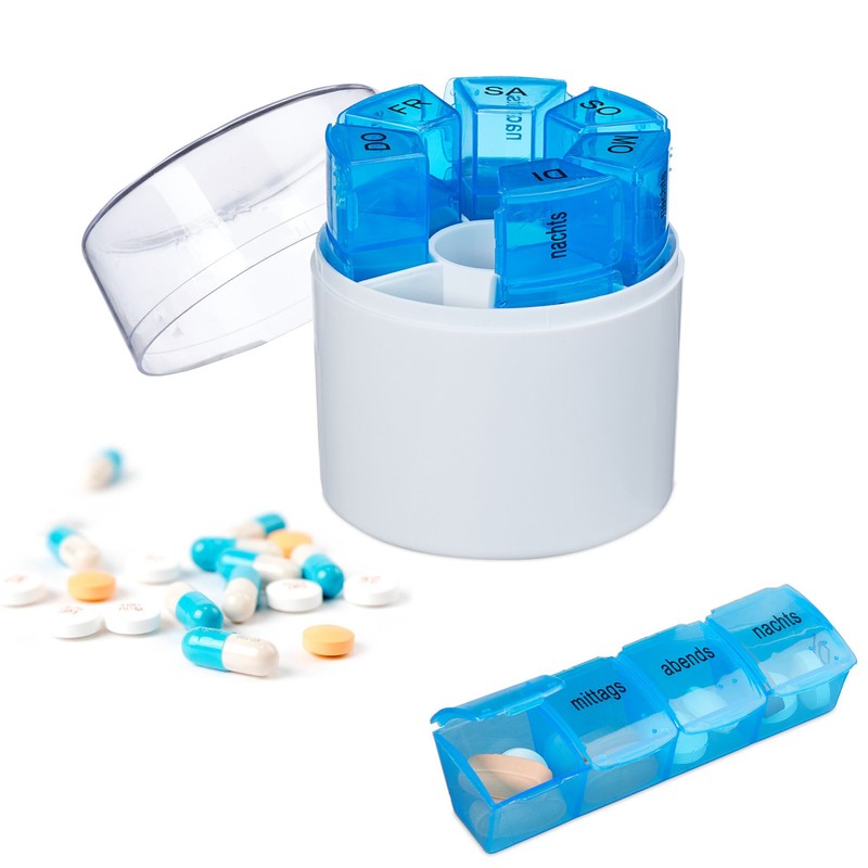 Tablettenbox PILLENBOX Pillendose 7 Tage 4 Fächer – Pillenorganizer für eine Woche DEUTSCH