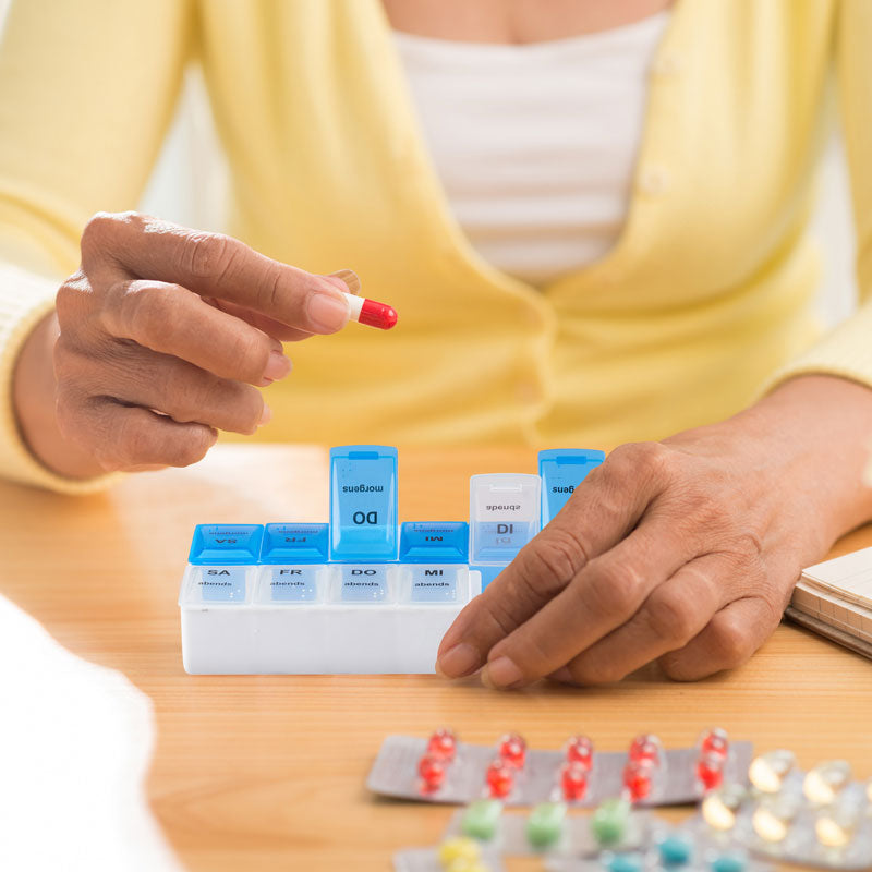 Tablettenbox PILLENBOX Pillendose Wochenbox 7 Tage 2 Fächer – Medikamentenorganizer für eine Woche