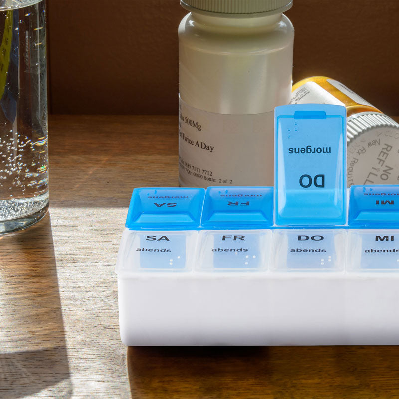 Tablettenbox PILLENBOX Pillendose Wochenbox 7 Tage 2 Fächer – Medikamentenorganizer für eine Woche