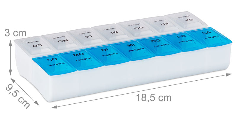 Tablettenbox PILLENBOX Pillendose Wochenbox 7 Tage 2 Fächer – Medikamentenorganizer für eine Woche