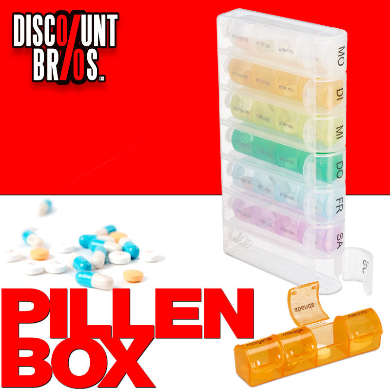 Tablettenbox PILLENBOX Pillendose 7 Tage 4 Fächer – Pillenorganizer für eine Woche DEUTSCH