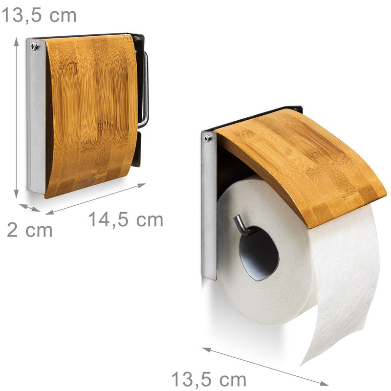 Toilettenpapierhalter WC-PAPIER-HALTER Bambus und Edelstahl