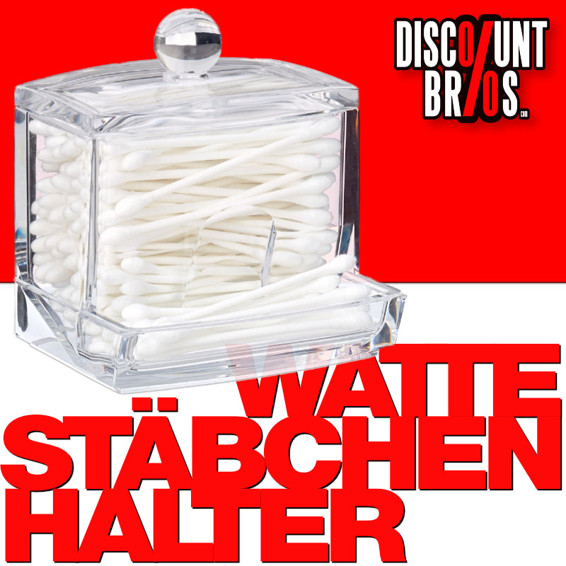 Acryl Organizer WATTESTÄBCHEN DISPENSER Box mit Deckel TRANSPARENT