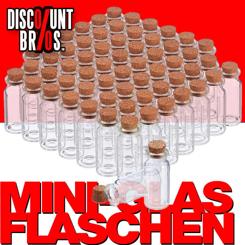 Mini GLASFLASCHEN Glasfläschchen Flasche mit KORKEN 60er-Set 10ml