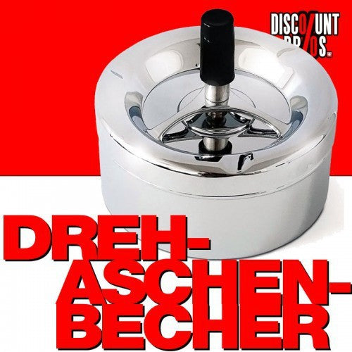 Verchromter DREH-ASCHENBECHER Aschenbecher Drehaschenbecher aus Metall Ø13cm