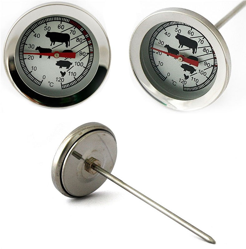 Edelstahl BRATEN-THERMOMETER Backofen- Grill- Fleisch- Thermometer