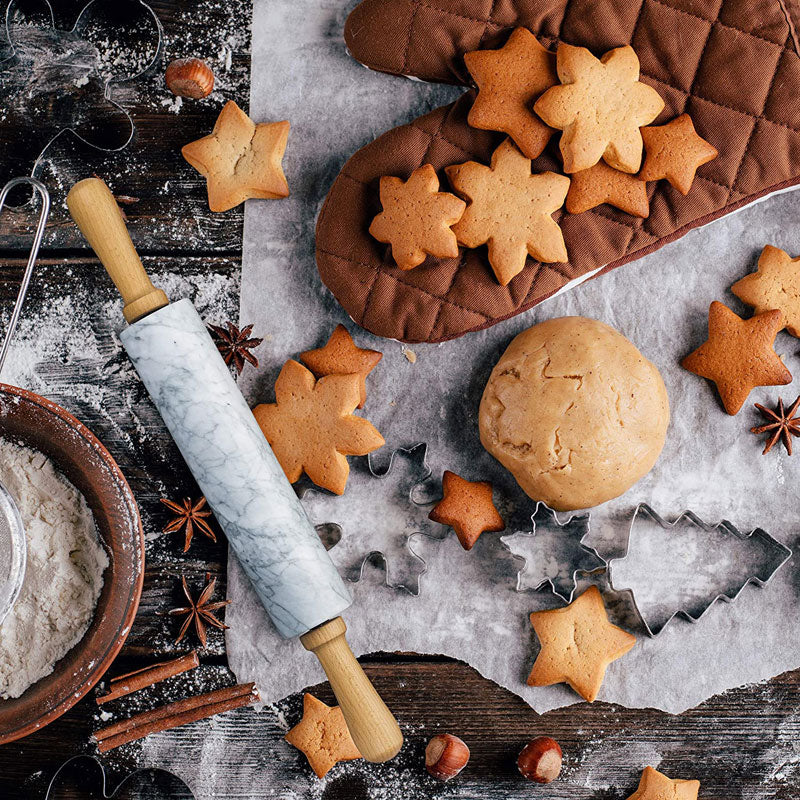 Wallholz TEIGROLLE Nudelholz Marmor Stein WEISS