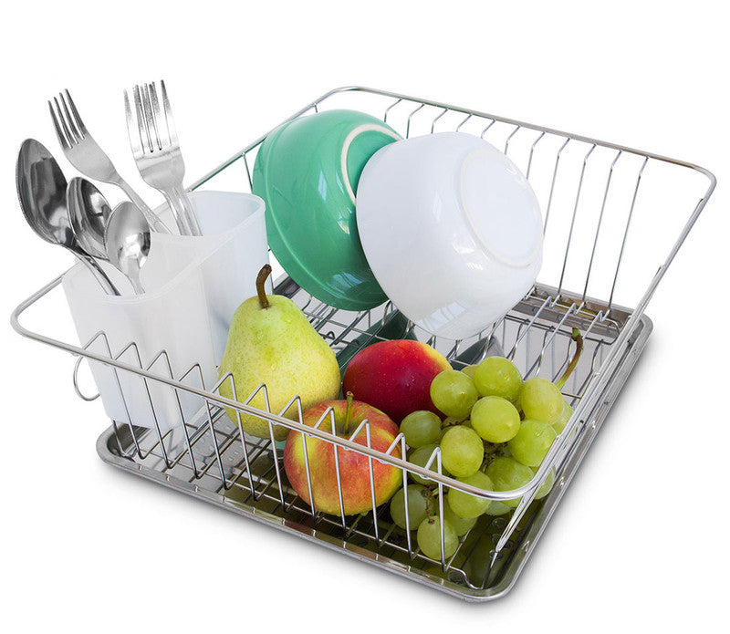 GESCHIRR-ABTROPFGITTER Abtropfgestell mit Besteckhalter 40×30cm