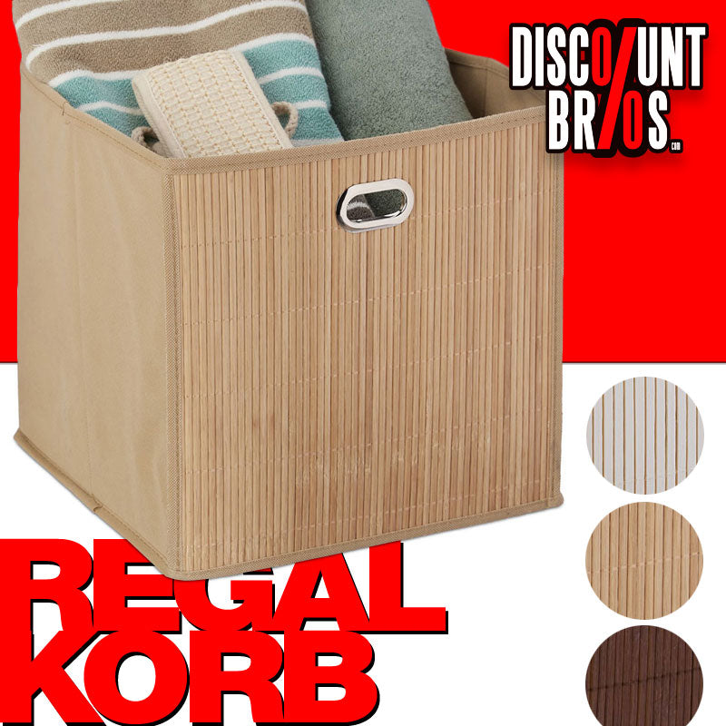 Box Schrankkorb REGALKORB Aufbewahrungskorb aus Bambus NATUR - BRAUN oder WEISS