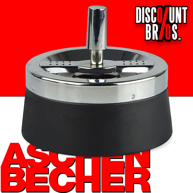 Drehaschenbecher DREH-ASCHENBECHER Aschenbecher SCHWARZ-CHROM Ø12cm