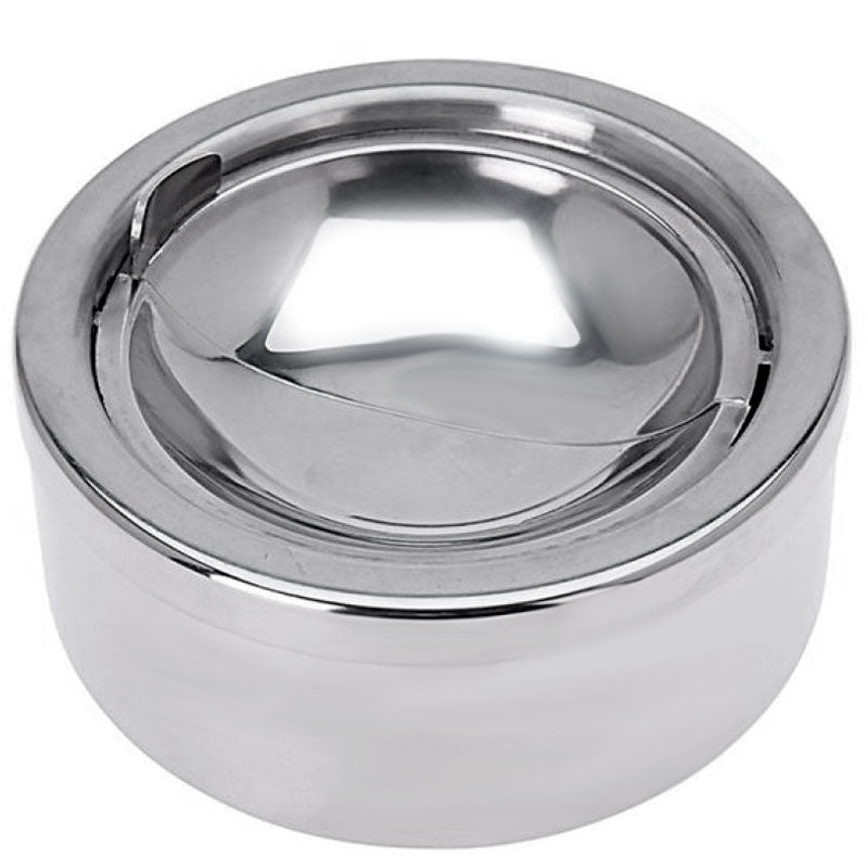 KLAPP-ASCHENBECHER Edelstahl Aschenbecher CHROM Ø12cm