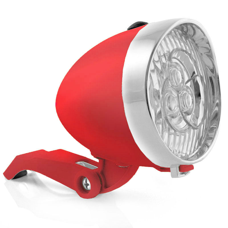 Retro-Design VELOLICHT mit 3 LED Fahrrad Velolampe Scheinwerfer Frontscheinwerfer ROT