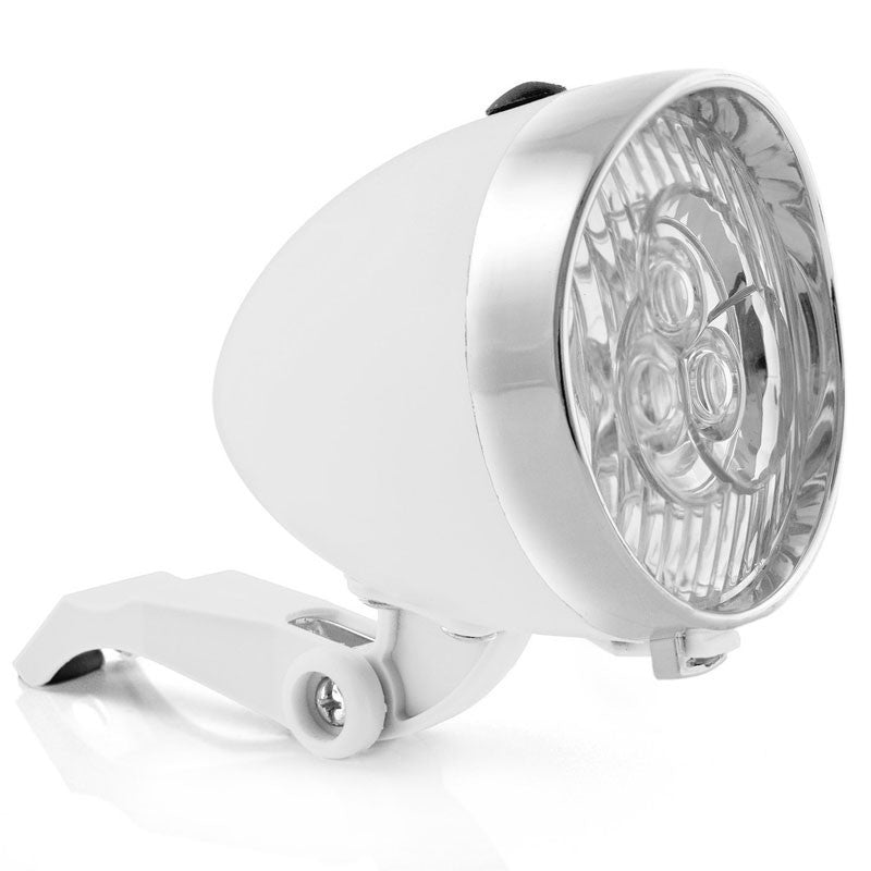 Retro-Design VELOLICHT mit 3 LED Fahrrad Velolampe Scheinwerfer Frontscheinwerfer WEISS