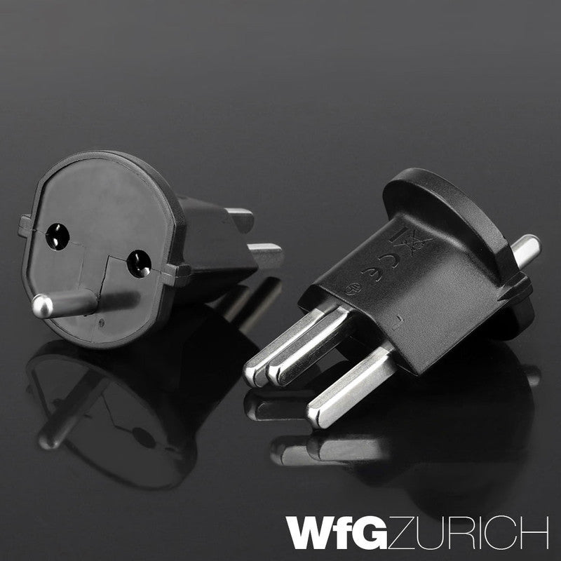 Permanent Fixadapter Fix-Adapter Stecker SCHUKO ( Typ F CEE 7 ) zu Schweiz ( Typ 23 T23 16A )