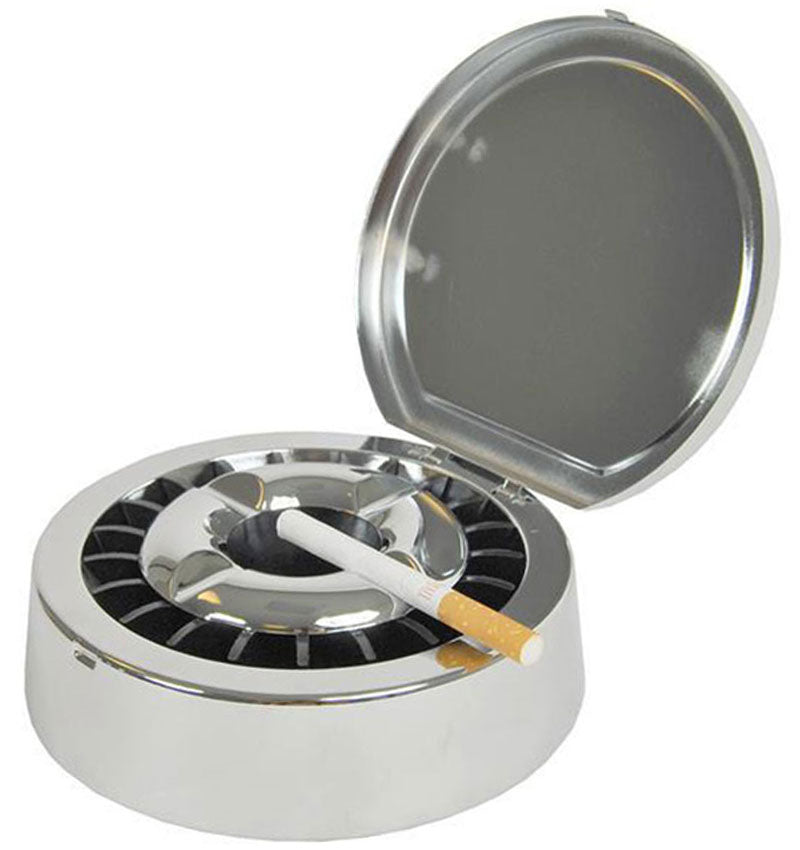 Aschenbecher mit Deckel KLAPP-ASCHENBECHER Ascher CHROM Ø14cm