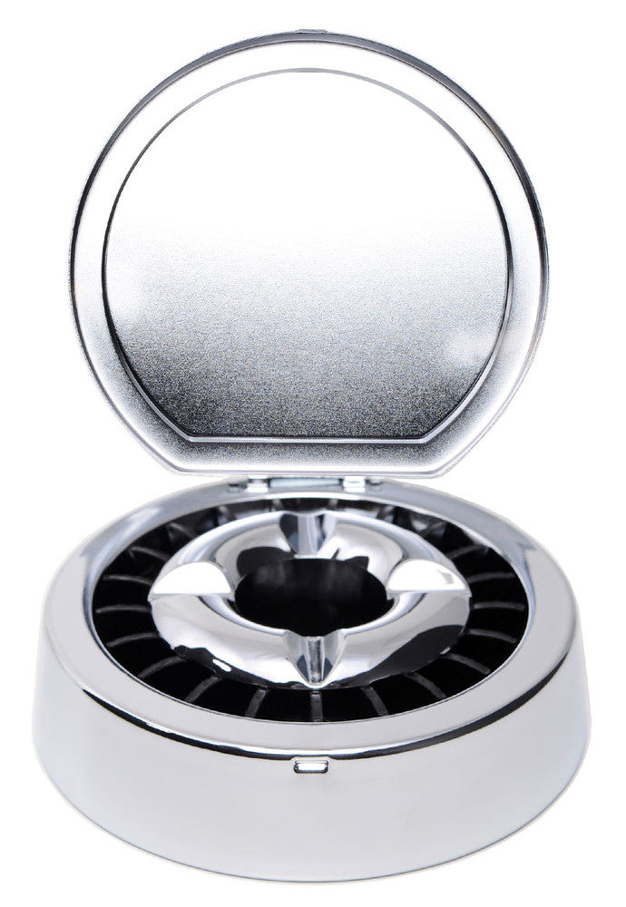 Aschenbecher mit Deckel KLAPP-ASCHENBECHER Ascher CHROM Ø14cm