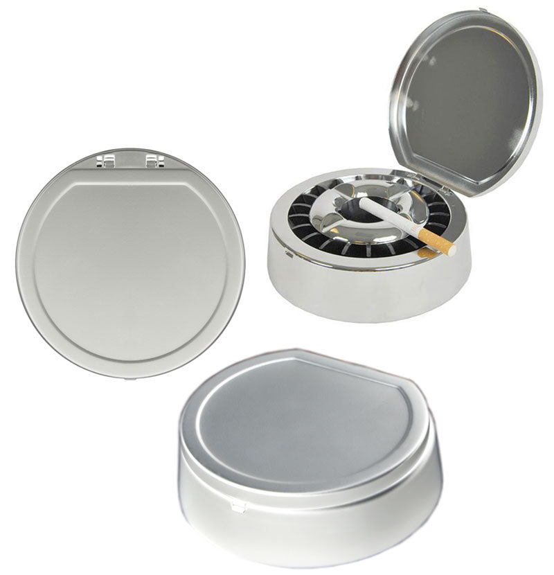 Aschenbecher mit Deckel KLAPP-ASCHENBECHER Ascher CHROM Ø14cm