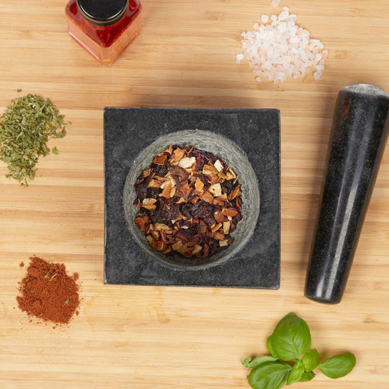 Eckiger MÖRSER mit Stössel aus Granit Stein Ø11cm