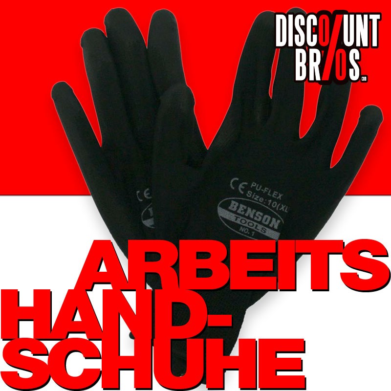 Arbeitshandschuhe PU Flex HANDSCHUHE Riggerhandschuhe SCHWARZ Gr. 10 XL