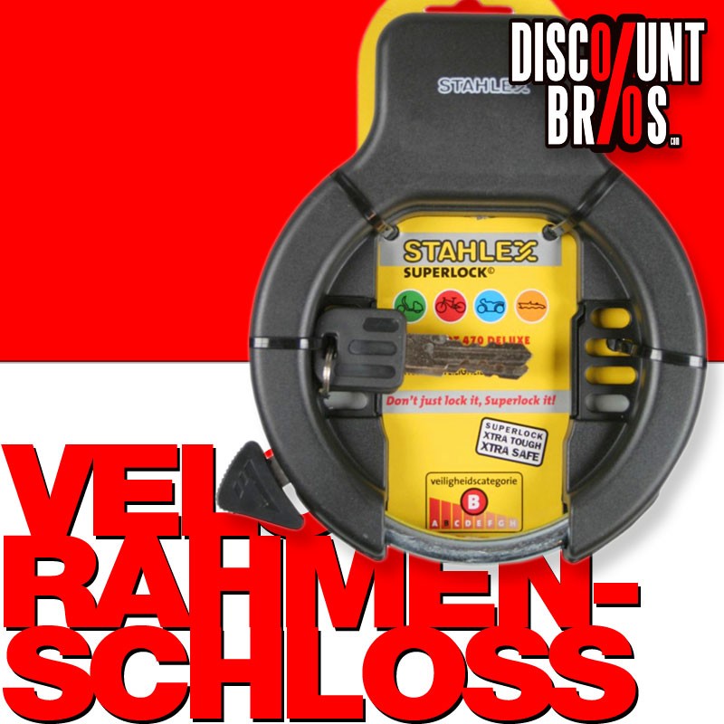 Veloschloss RAHMEN-SCHLOSS STAHLEX 470 Rahmenschloss Ringschloss Fahrradschloss deluxe SCHWARZ