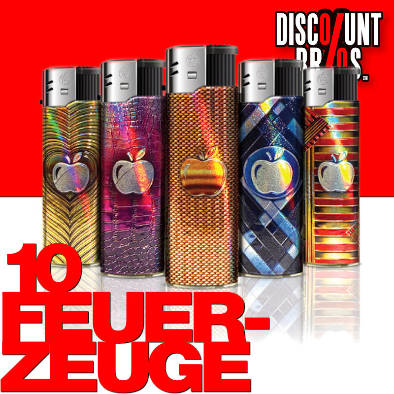 10 Stk. TQ Elektronik FEUERZEUG "PRECIOUS APPLE" mit metallischem Glanz