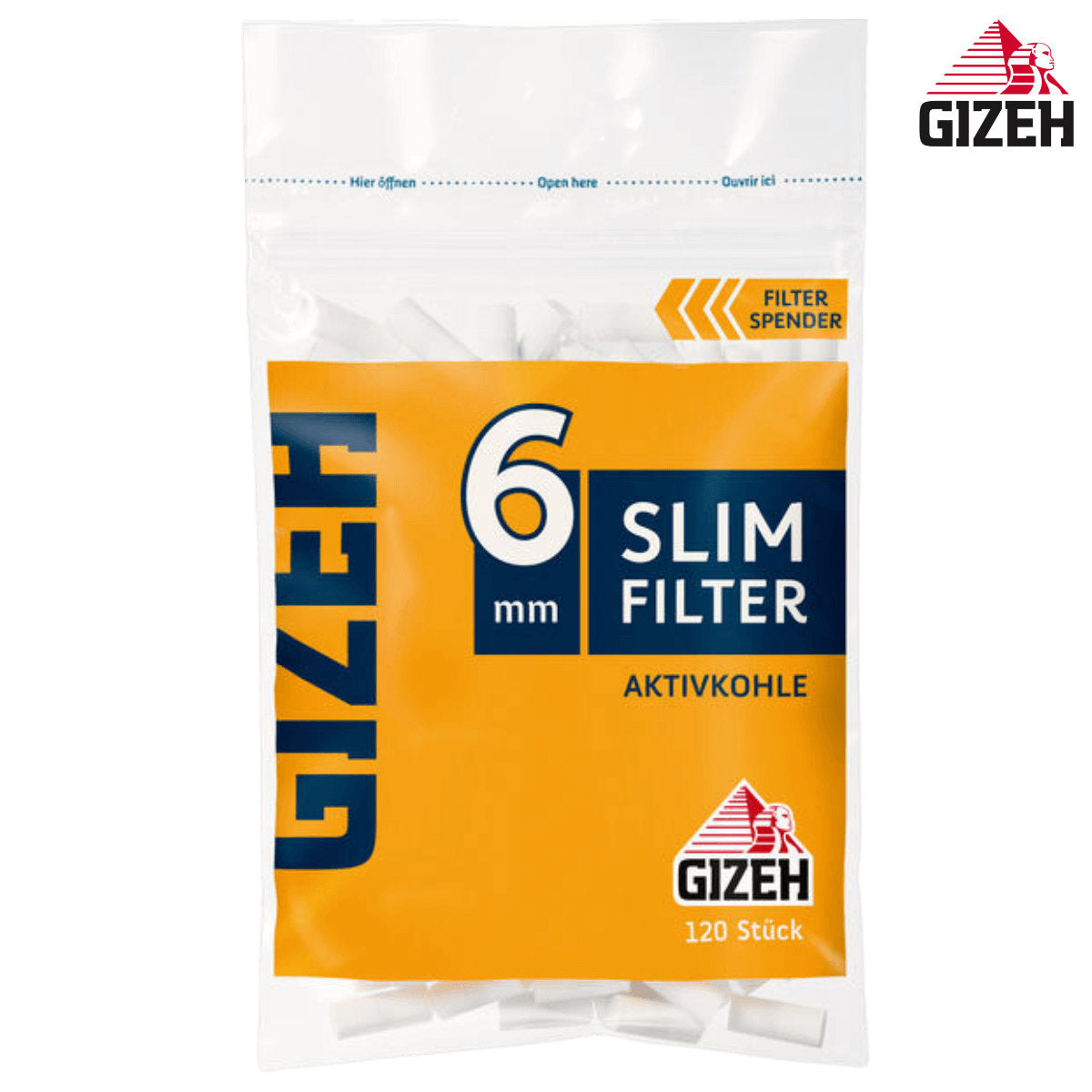 1200 Stk. 10er-Set GIZEH SLIM CARBON Tips Filter Aktivkohle Zigarettenfilter 6mm