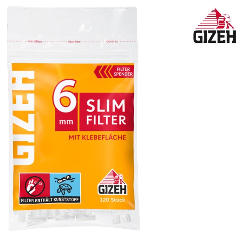 10 Beutel 1200 Stk. GIZEH SLIM Tips Filter Zigarettenfilter mit Gummierung 6mm