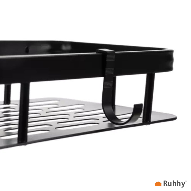 2-teiliges Aluminium-Badezimmerregal BADREGAL ohne Bohren montierbar SCHWARZ