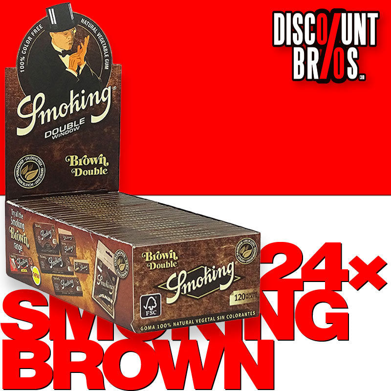 25 × SMOKING BROWN Braun Double Window Papers UNGEBLEICHT Zigarettenpapier 120 Blatt 70×37mm