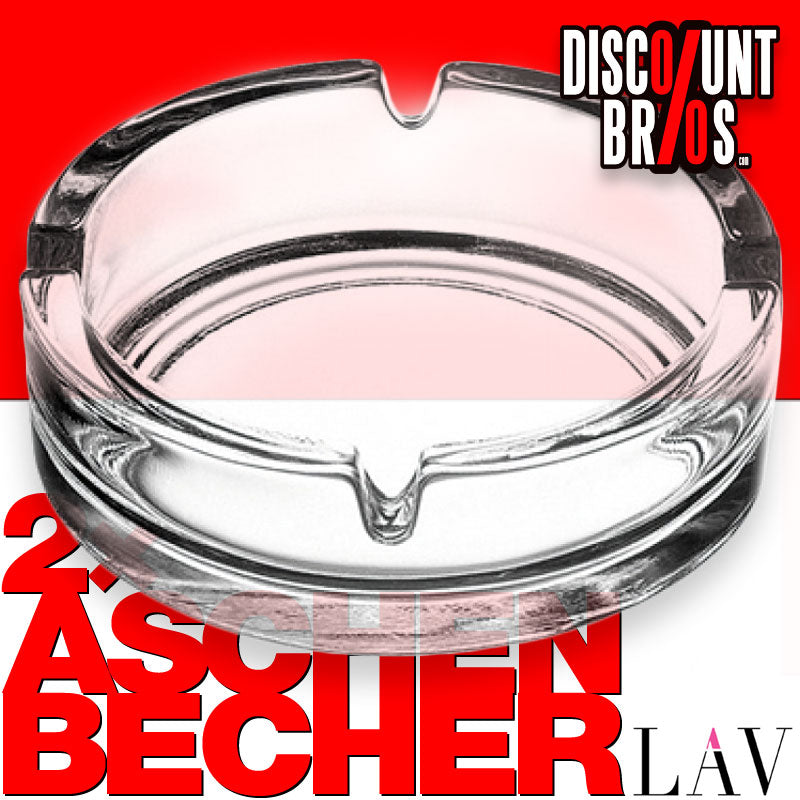 2er-Set Glas ASCHENBECHER transparent stapelbar LAV 10,6×3,4cm