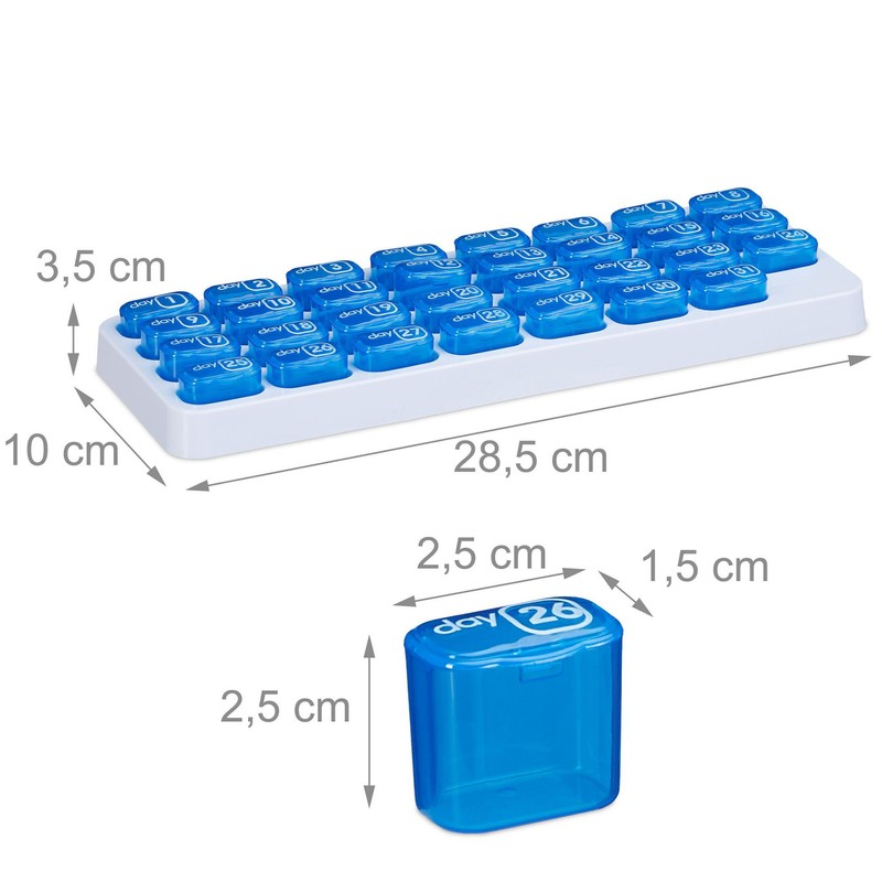 2er Set Tablettenbox PILLENBOX Pillendose mit 31 Fächern pro Box – Pillenorganizer für einen Monat